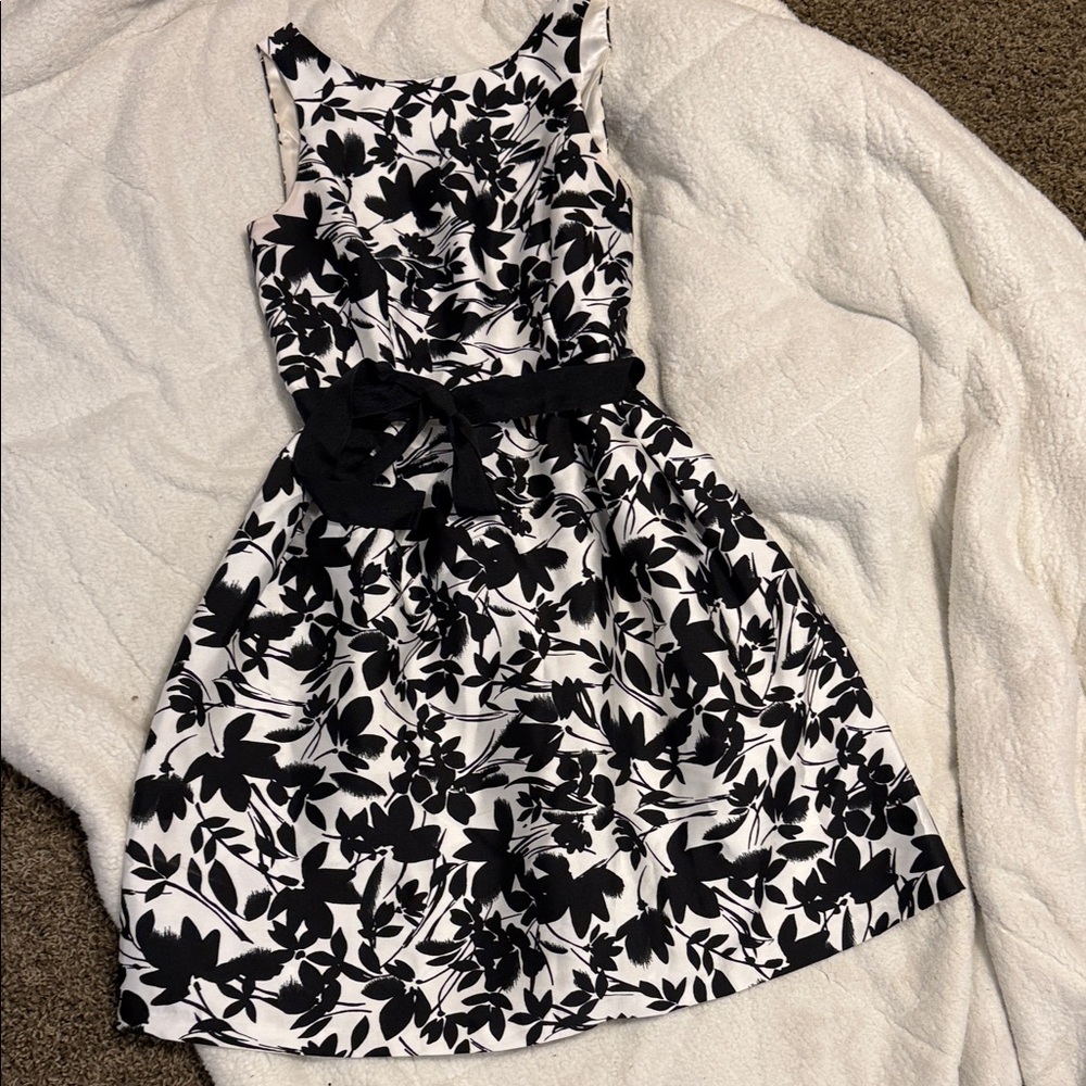 Floral Black and White Kids Dress
